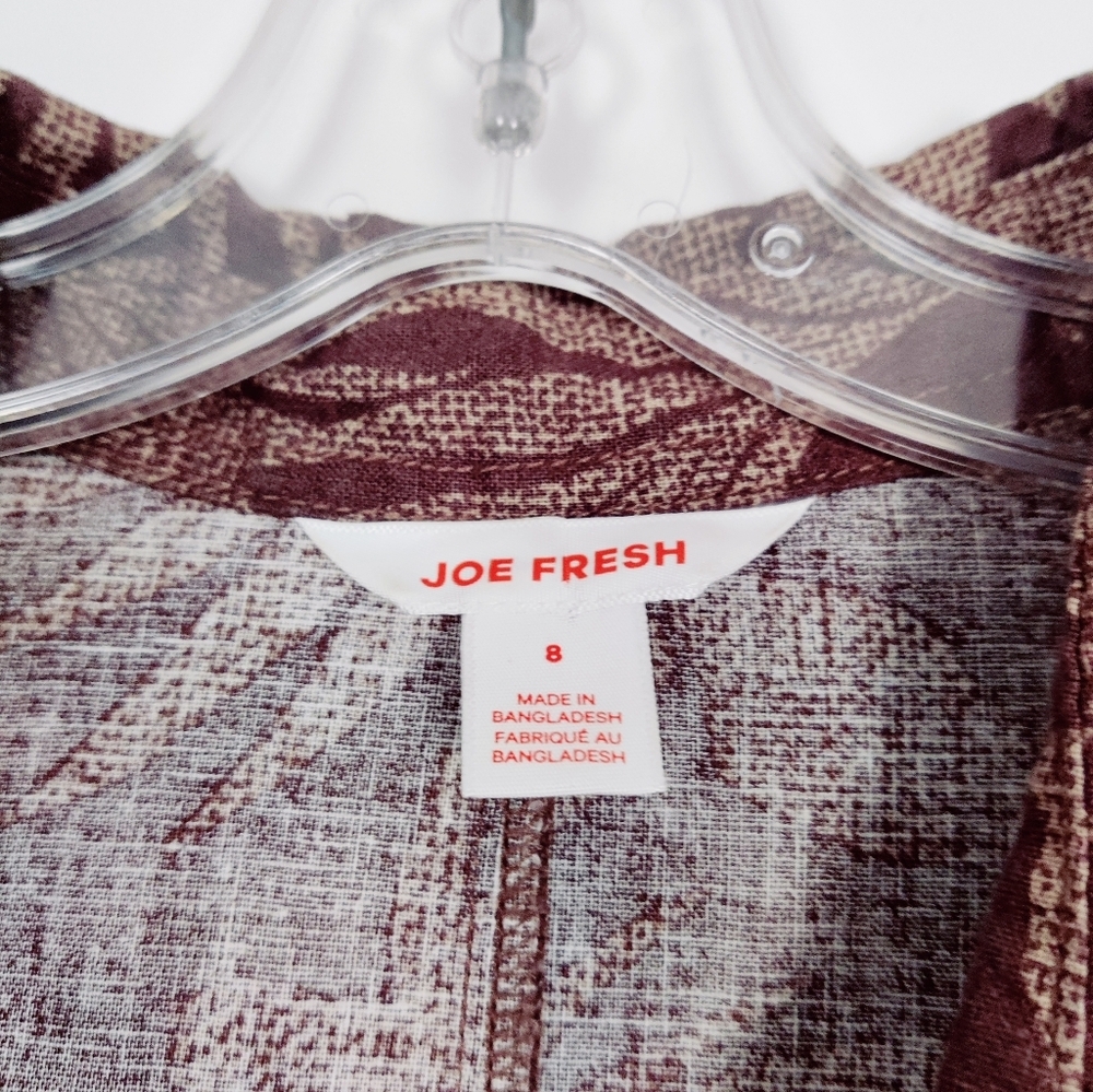 Joe Fresh Burgundy Floral Print Short-Sleeve Midi Dress - Picture 4 of 10